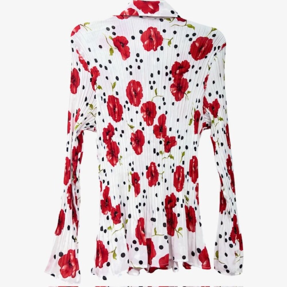 Sunny Leigh & Halley Mathews Blouse 1X+XL Pleated Ruffle V-Neck Bell Sleeve(#52 - Picture 9 of 12